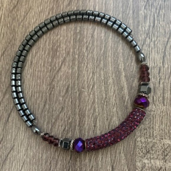 Hematite/Hematine Choker with Purple Decal (Read Description) - Picture 1 of 4
